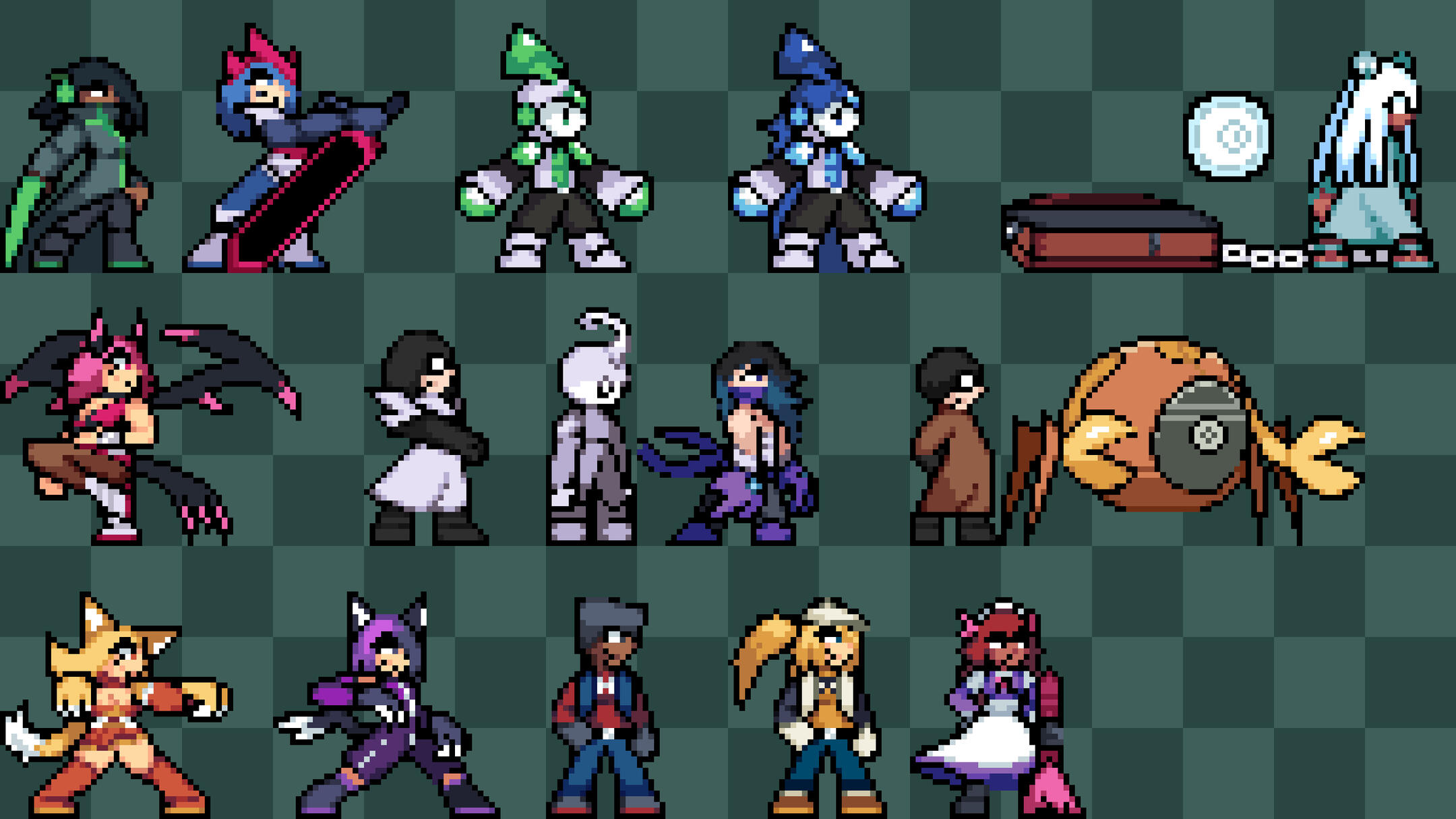 A pixel art collage of my characters. Aren't they lovely?