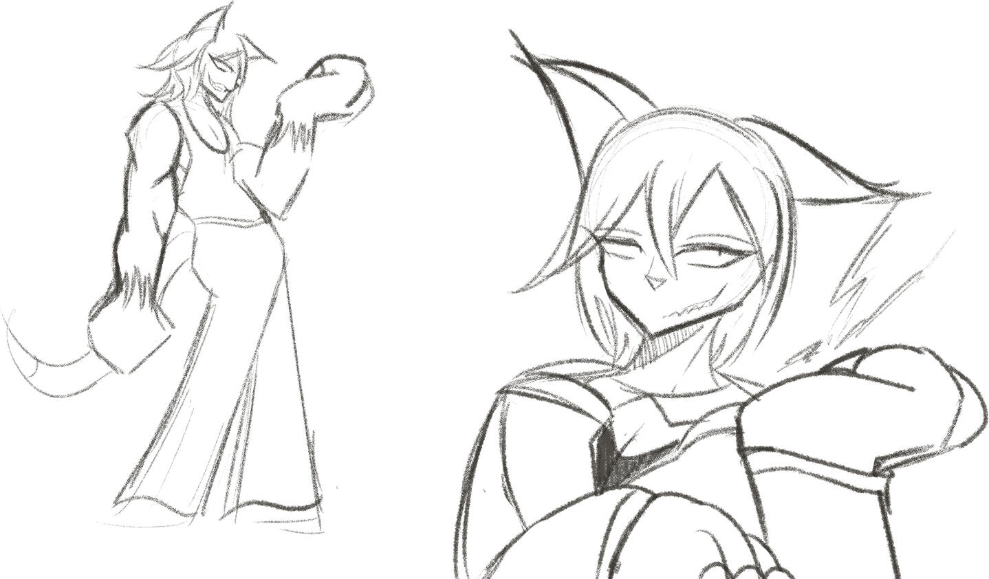 Two sketches of my partner's cat OC, Desmond. He thinks he's so cool.